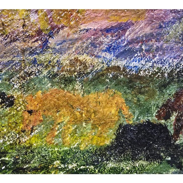 Sky Blue David Burliuk (1882-1967) Farm Scene at Twilight -Oil Painting For Sale - Image 8 of 11