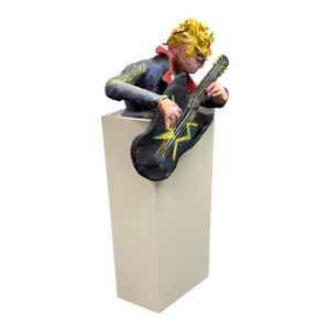 Bondene Allen Ceramic Figural Rock Star Sculpture + Pedestal Stand, Circa 1989