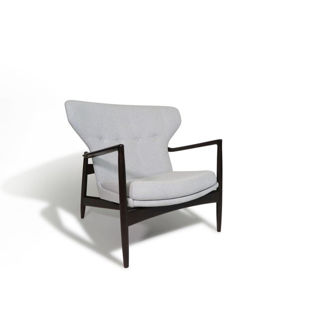 Mid-Century Modern Mid 20th Century Restored Ib Kofod Larsen Highback Lounge Chair and Ottoman in New Fabric For Sale - Image 3 of 14