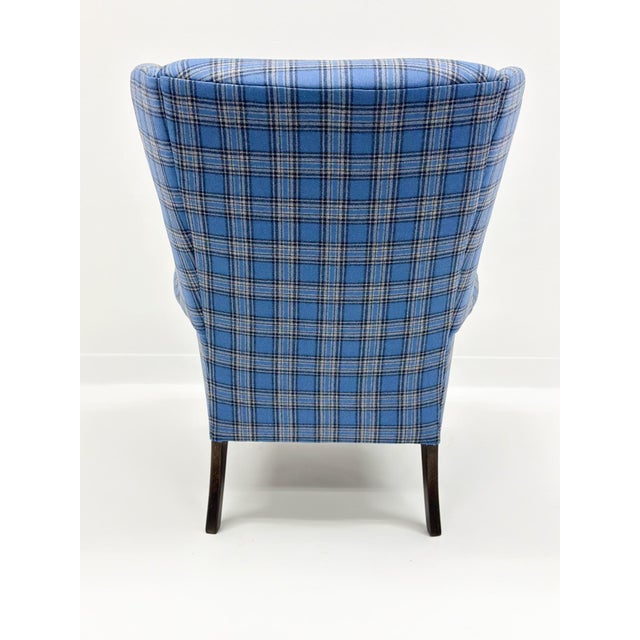 Parker Knoll 1960s Blue Plaid Parker Knoll Wing Armchair For Sale - Image 4 of 5