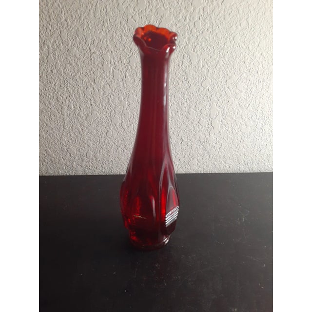 Glass 1970s Fenton Ruby Red Swung Vase For Sale - Image 7 of 7