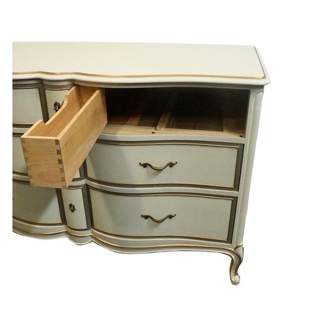 Drexel Furniture Touraine Collection Custom Cream Pained Country French Provincial 54" Double Dresser 200-120-1 For Sale - Image 9 of 15