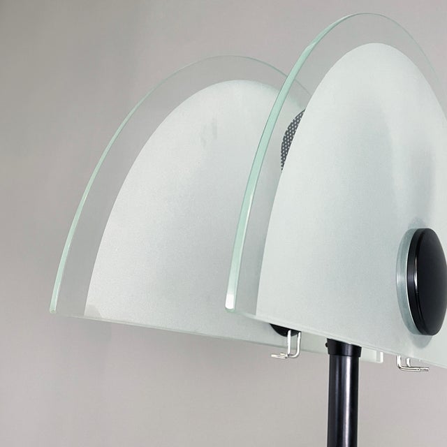 Italian Modern Floor Lamp in Matt Glass Lampshape and Black Metal, 1980s For Sale - Image 12 of 18