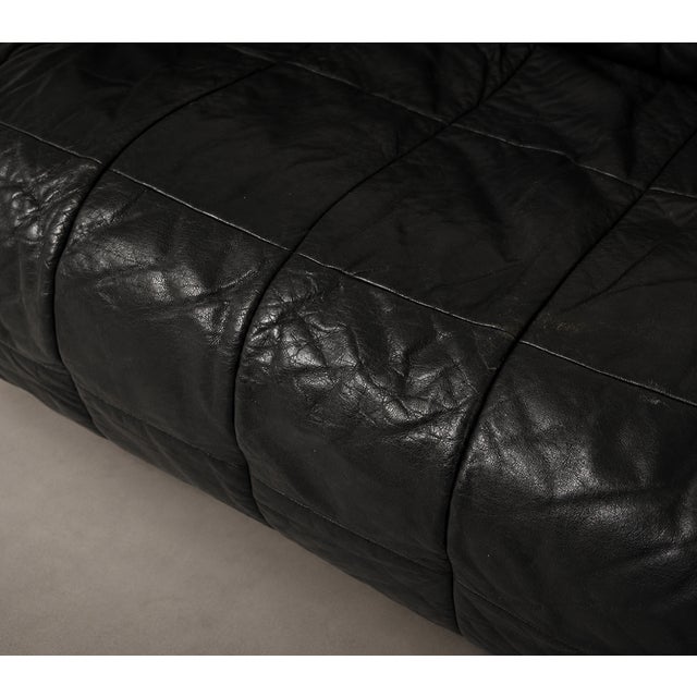 Mid-Century Modern Vintage Ikea Klippan Black Leather Sofa 1980s For Sale - Image 3 of 5