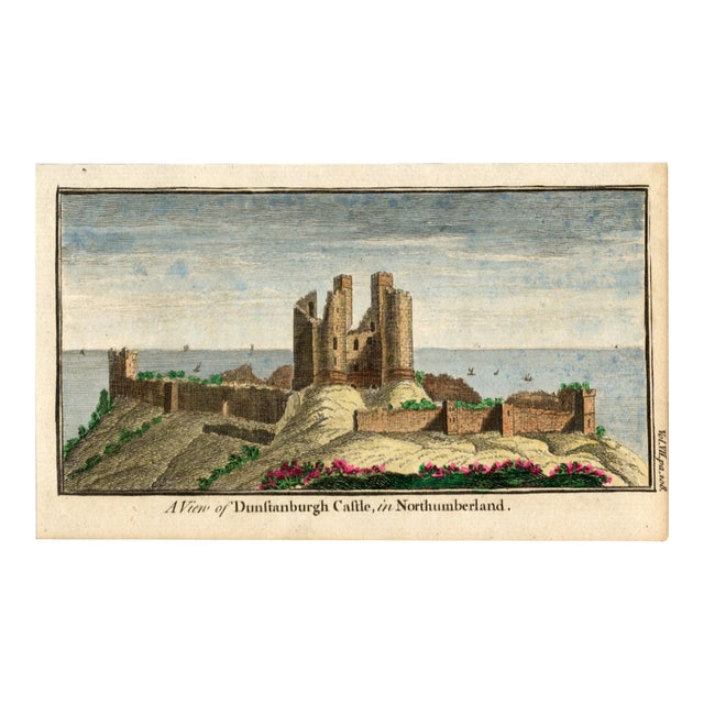 18th Century English Copperplate Architectural Engraving on Hand-Laid Paper, Recently Hand-Colored M For Sale