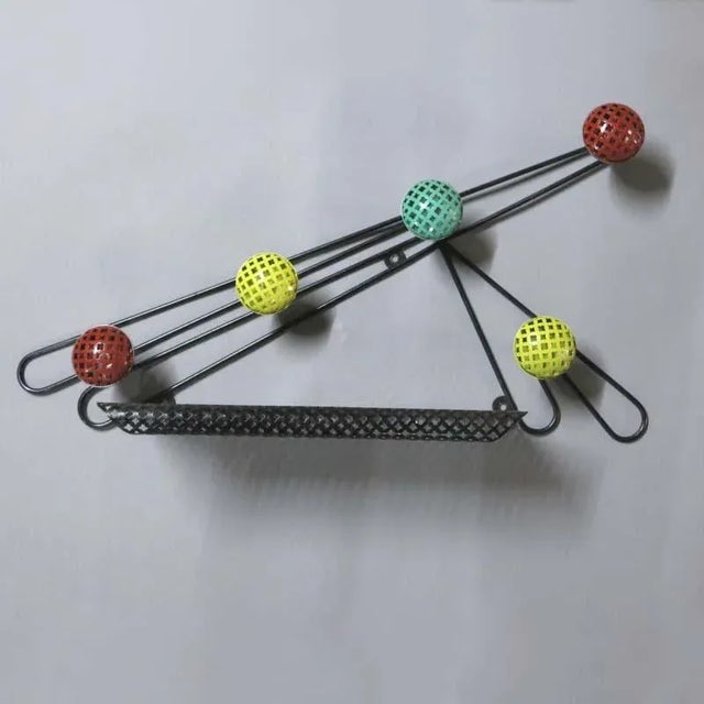 Mid-Century French Metal Wall Coat Rack by Mathieu Matégot, 1950s For Sale - Image 9 of 10