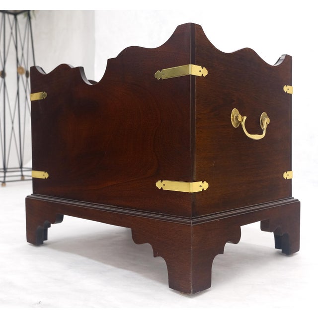 Large Chippendale Campaign Style Mahogany Brass Magazine Rack c1970s MINT For Sale - Image 9 of 14