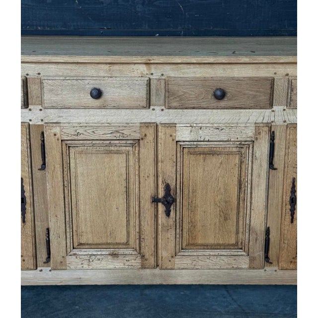 Wood Antique Sideboard in Bleached Oak, 1900 For Sale - Image 7 of 13