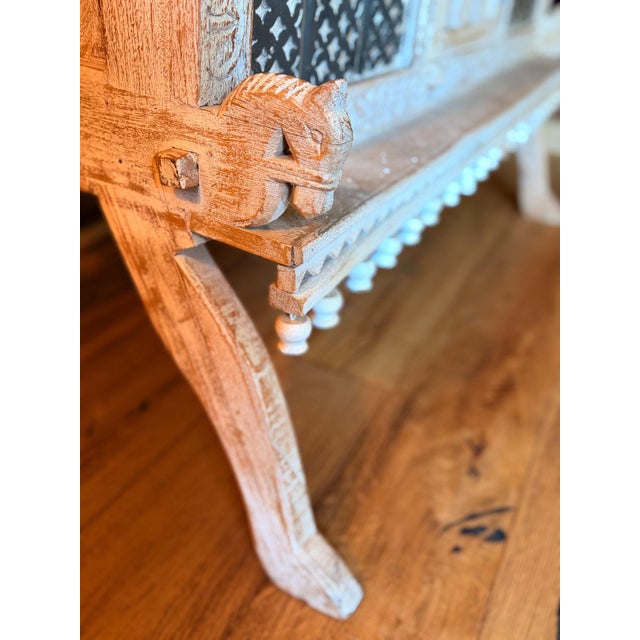 1970s Mid-Century Indian Carved Cabinet with Horse-Head Details, 1970s For Sale - Image 5 of 8