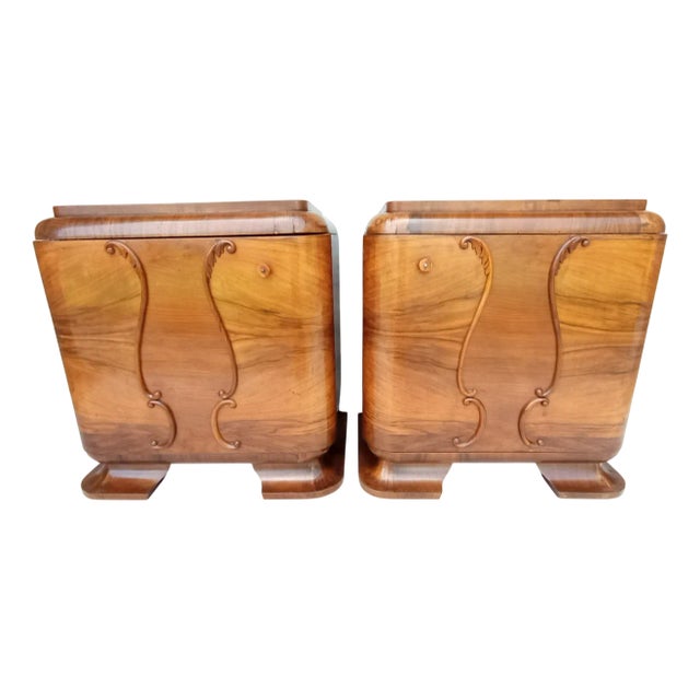 Art Deco Bedside Tables by Jindrich Halabala for Up Závody, 1930s, Set of 2 For Sale