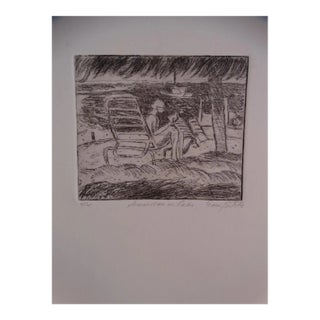 Mid 20th Century "American in Cabo" Etching by Edward Sotello For Sale