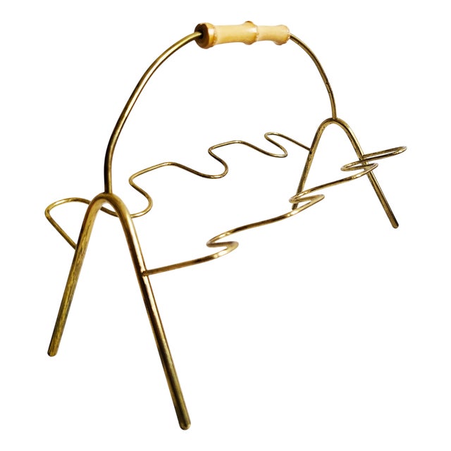Mid-Century Modern Bamboo and Brass Cognac Glass Rack, 1950s For Sale