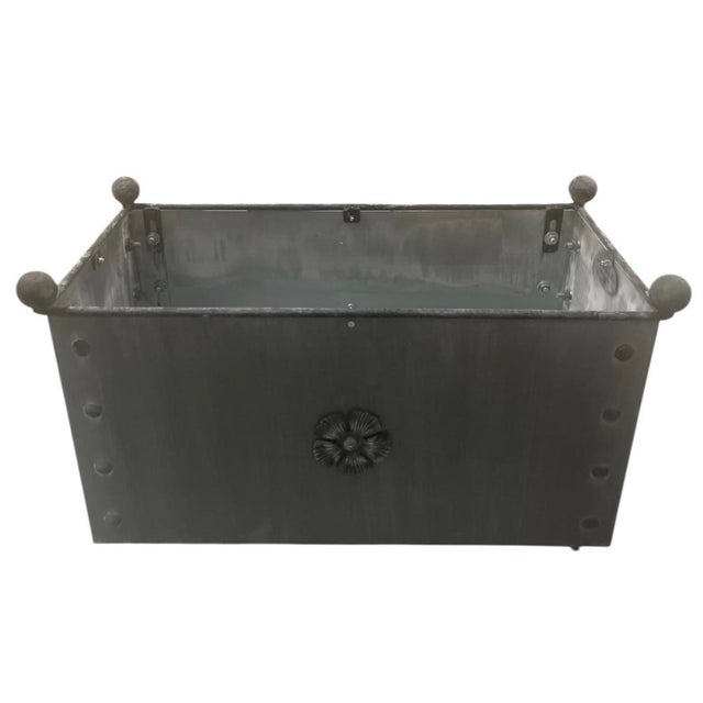 2020s Contemporary Steel Trough Planter With Rosettes and Ball Finials For Sale - Image 5 of 7