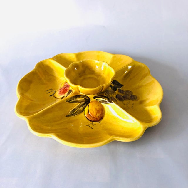 Yellow Midcentury California Pottery Serving Divided Dish For Sale - Image 8 of 8