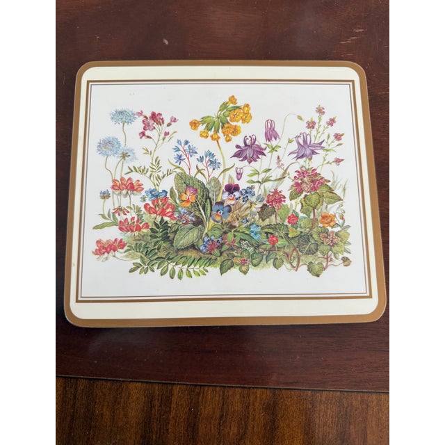 1980s 6 Floral Cork Table Mats For Sale - Image 9 of 9