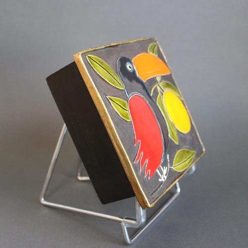 Vintage French Jewellery Box with Enamel Lid and Toucan Motif by Mithé Espelt, 1960s For Sale - Image 6 of 16