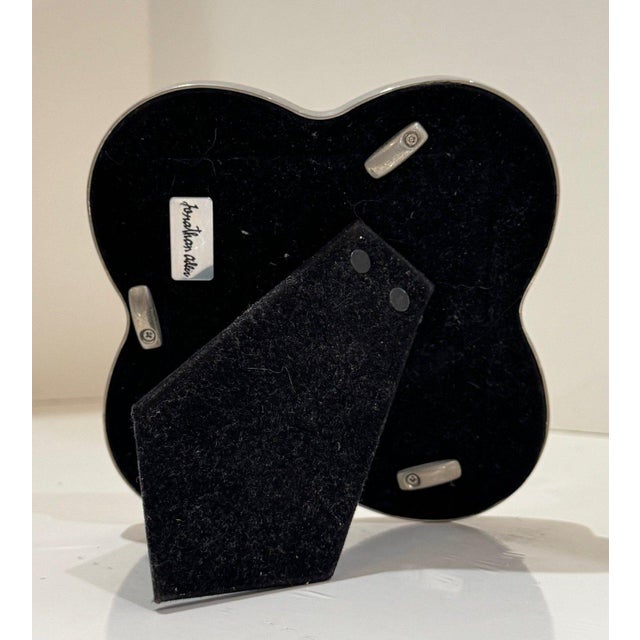 Jonathan Adler Jonathan Adler Black Enamel Clover Picture Frame – Modern Glam Silver Trim For Sale - Image 4 of 5
