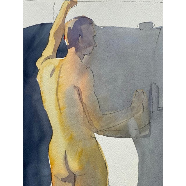 Original Double Sided Male Nude Watercolor Painting by Jon Hall 2001 For Sale - Image 4 of 6