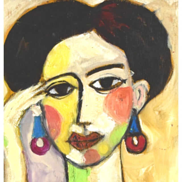 Woman Portrait Oil Painting by the Talented Ruth Arenz Including the Antiqued Gold Wood Frame For Sale In Los Angeles - Image 6 of 8