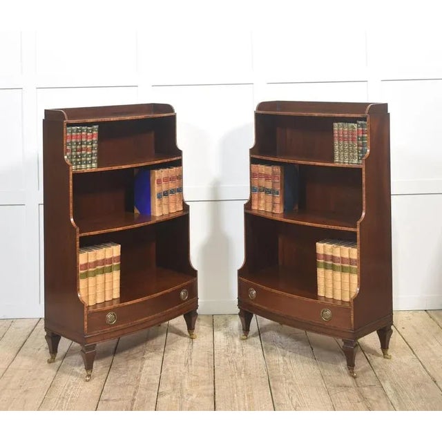 Mahogany Inlaid Open Bookcases, 1890s, Set of 2 For Sale - Image 6 of 18