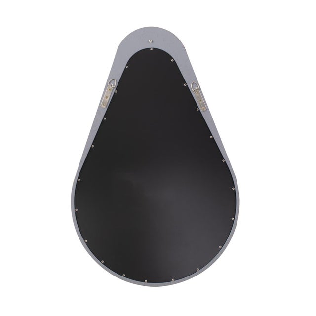 Gray Saldar Gray Teardrop Contemporary Mirror with Black Metal Hook For Sale - Image 8 of 11