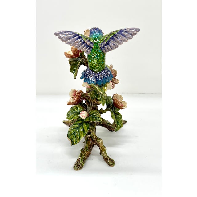 2020s Jay Strongwater Dawn Hummingbird Tableau With Swarovski Crystals - Flora and Fauna Collection For Sale - Image 5 of 18