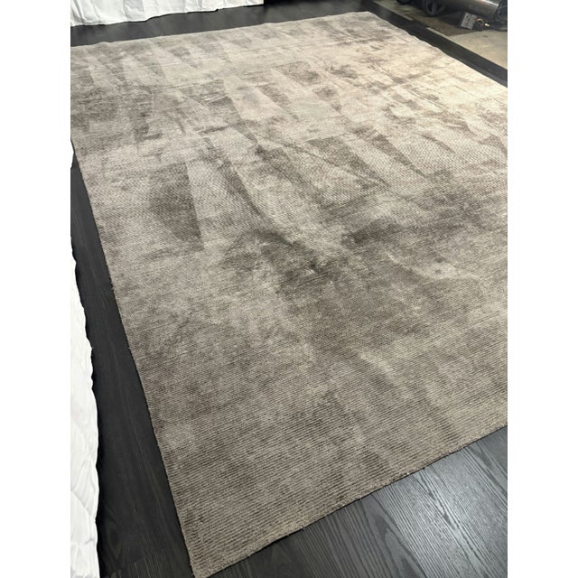 Contemporary Restoration Hardware Rowe Rug – 9’ X 12’ Graphite | Hand-Knotted Wool & Viscose For Sale - Image 3 of 18