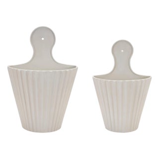 Ribbed Metal Wall Pocket (Set of 2) For Sale