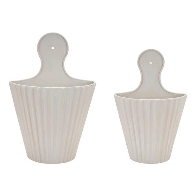 Ribbed Metal Wall Pocket (Set of 2) For Sale