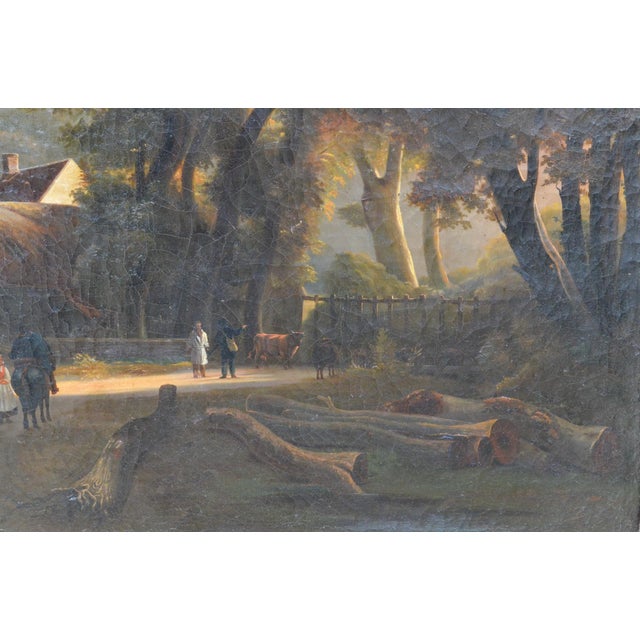 19th Century French School – Large Oil on Canvas - Animated Landscape With Cottage For Sale - Image 10 of 11