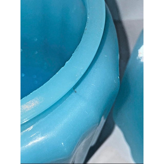 Rare Baby Blue Mayfair Open Rose Depression Glass Cookie Jar For Sale - Image 10 of 12