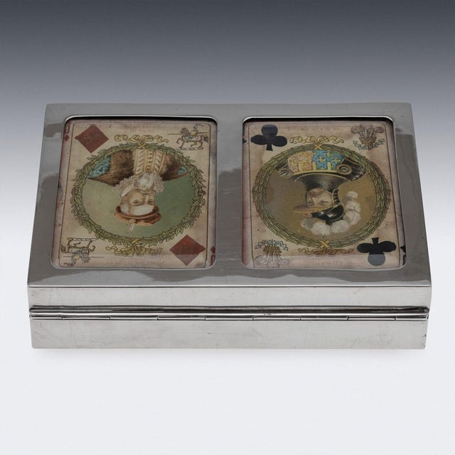 Antique Edwardian Silver and Glass Playing Cards Box, 1902 For Sale - Image 4 of 18