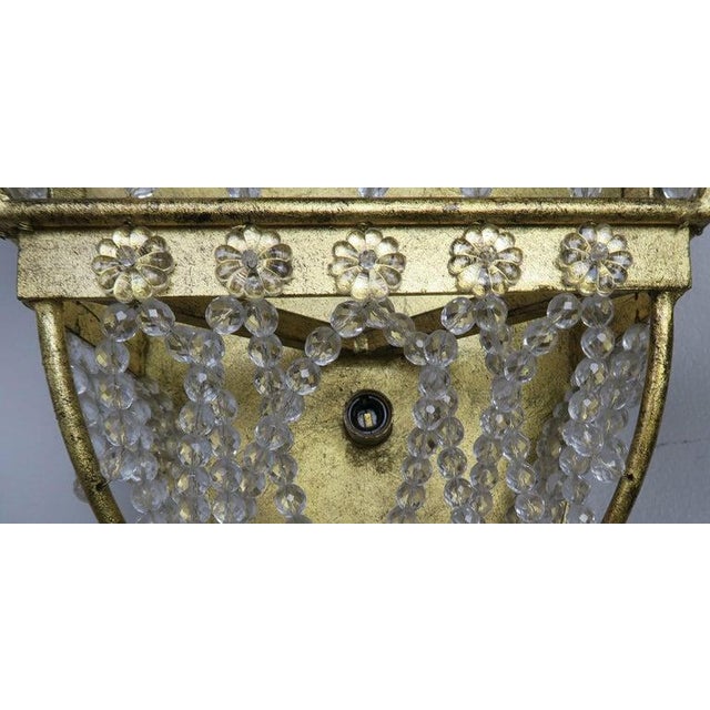 Early 20th Century Pair of French Bronze and Rock Crystal 2-Light Sconces For Sale - Image 5 of 13