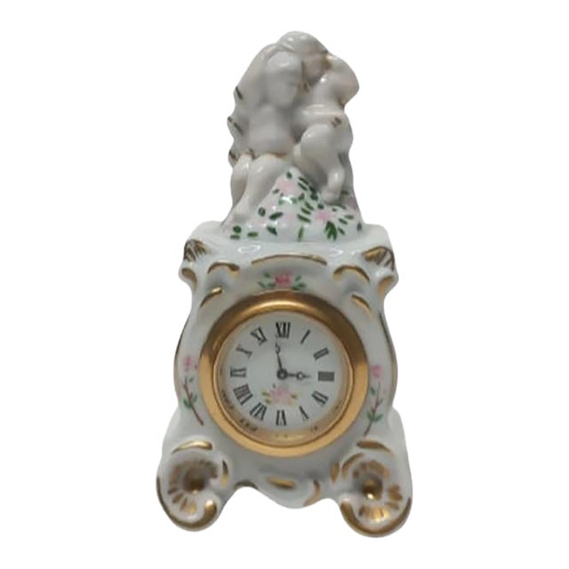 1986 Franklin Mint Louis V Cartel Clock - Miniature - Porcelain For Sale