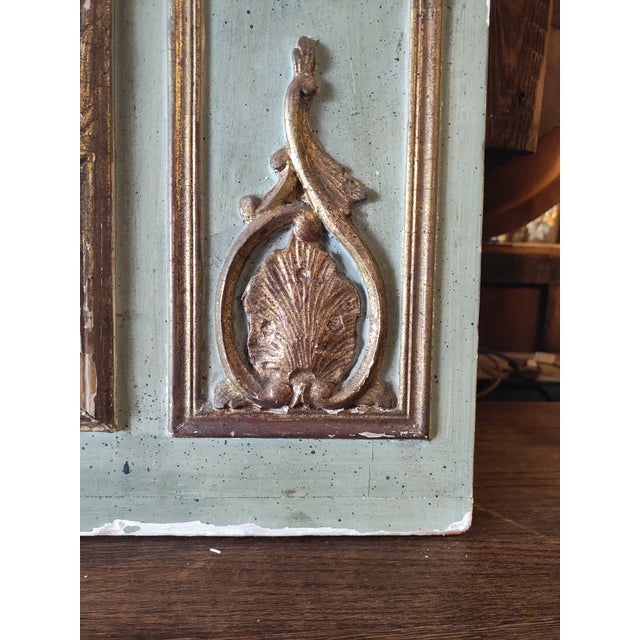 Avocado Large Mid-19th Century French Louis XV Style Trumeau Mantel Mirror With Hand-Painted Pastoral Scene For Sale - Image 8 of 9
