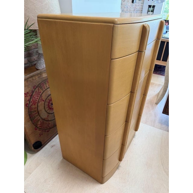Mid-Century Modern Vintage Heywood Wakefield “Airflow” Highboy Dresser 1930s For Sale - Image 3 of 9