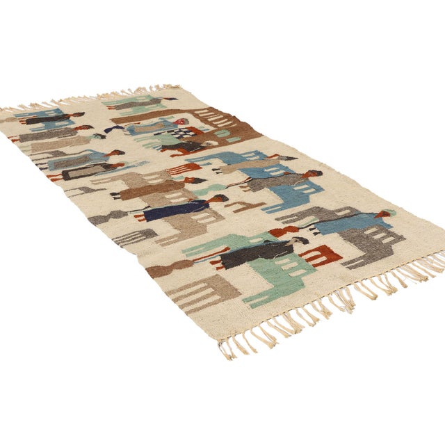 79102 Vintage Egyptian Kilim Tapestry Rug, 02'07 x 04'08. This captivating handwoven wool Egyptian pictorial tapestry is a...