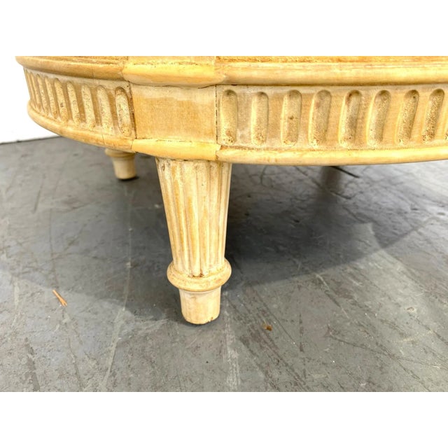 A pair of Louis XVI-style nightstands. Natural finish four drawers and brass pull.