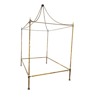 Large Canopy Bed in Patinated Steel For Sale