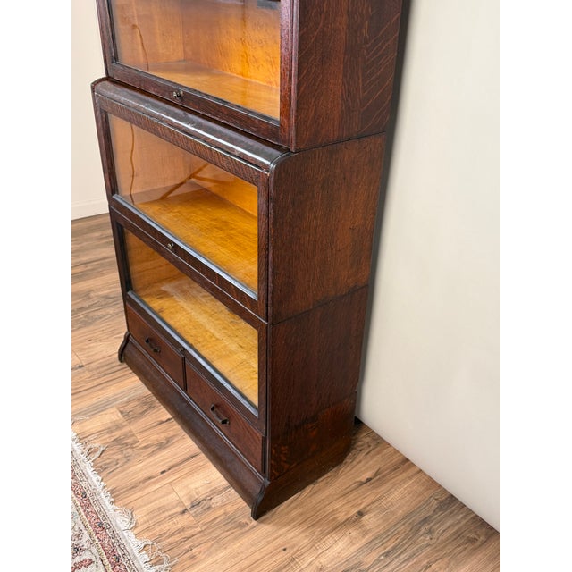 Wood Antique Hale System Quarter-Sawn Oak Five-Stack Barrister Bookcase, C. 1910 For Sale - Image 7 of 15