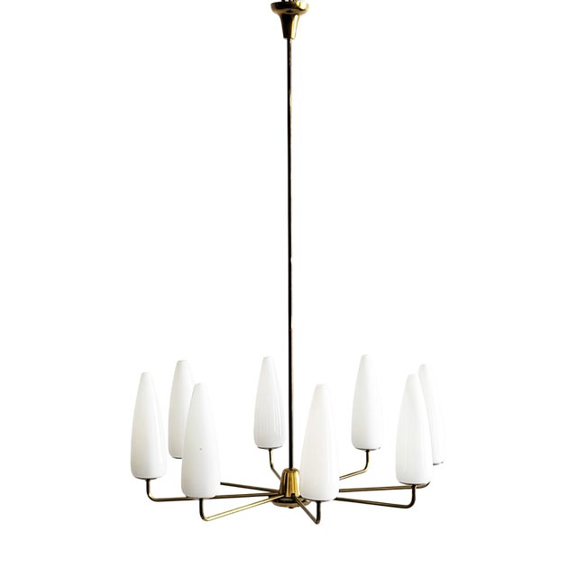 Mid-Century Modern Austrian Brass Chandelier by Rupert Nikoll, 1950s For Sale