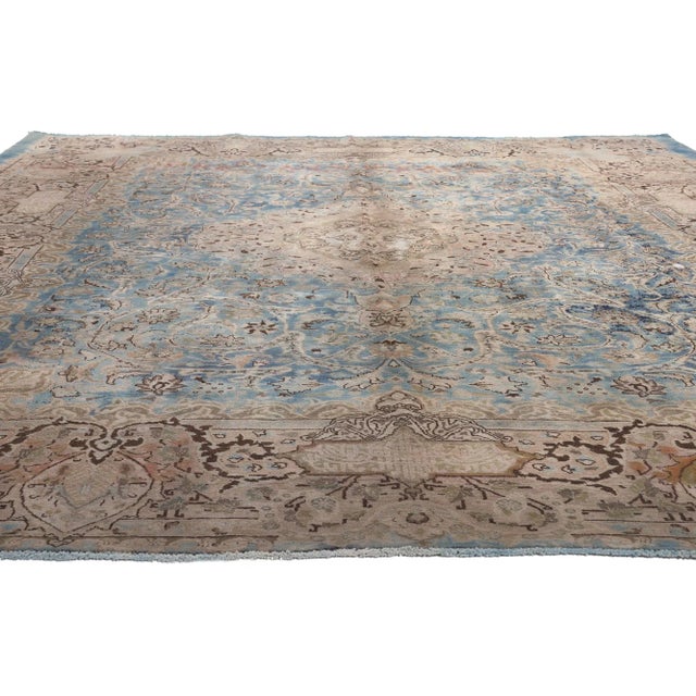 Rustic Mid 20th Century Vintage Persian Kashan Kashmar Rug, 09'09 X 12'02 For Sale - Image 3 of 9