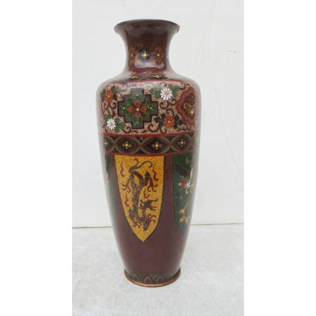 Japanese Meiji Period Cloisonne Dragon & Phoenix Vase Circa 1880 For Sale In New York - Image 6 of 13