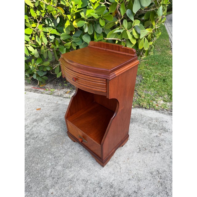 Vintage Art Deco Walnut Nightstand With Ribbed Drawer Front For Sale In Naples, FL - Image 6 of 12