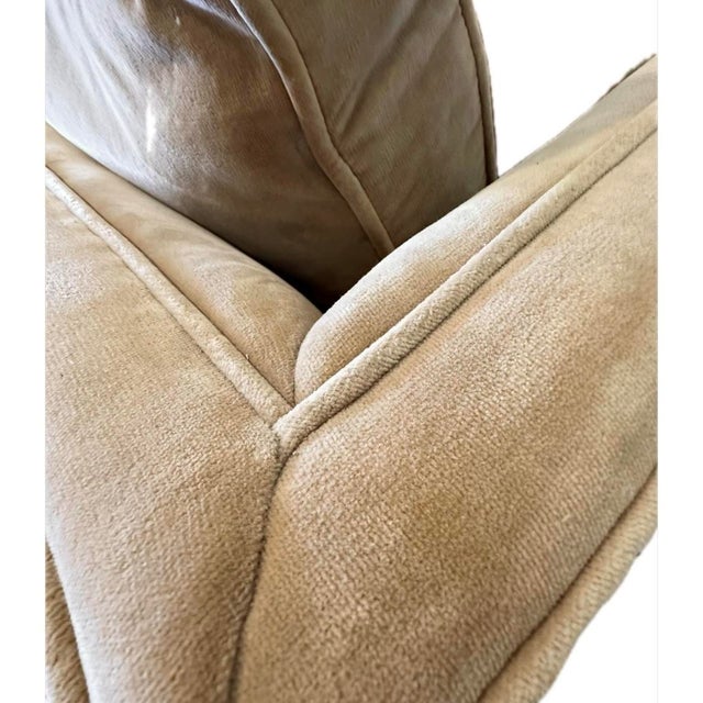 Textile Vintage MCM Baker Furniture Sand Velvet Tuxedo Sofa For Sale - Image 7 of 8