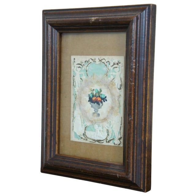 Victorian 1859 Antique Victorian Framed Die Cut Embossed Valentines Day Card For Sale - Image 3 of 11