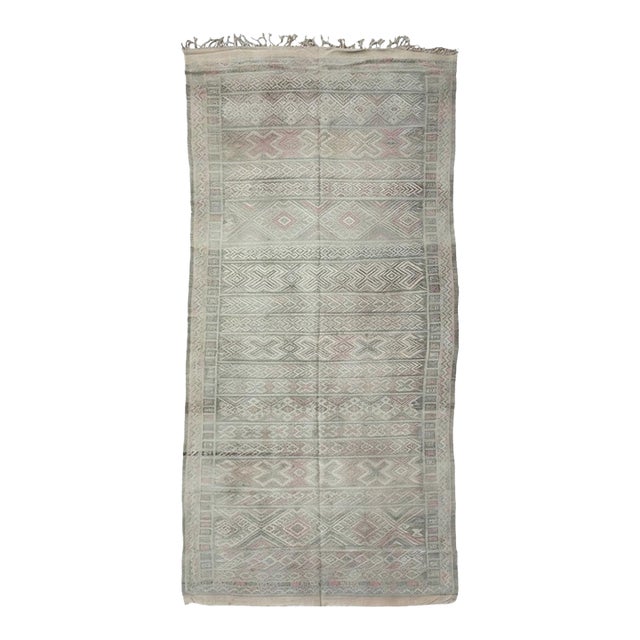Ivory Handwoven Berber Flatweave Rug - 12 X 5.4 Ft For Sale