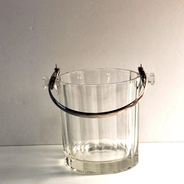 Metal Mid 20th Century Mid Century Modern Glass Ice Bucket With Tongs 2 Pieces For Sale - Image 7 of 11