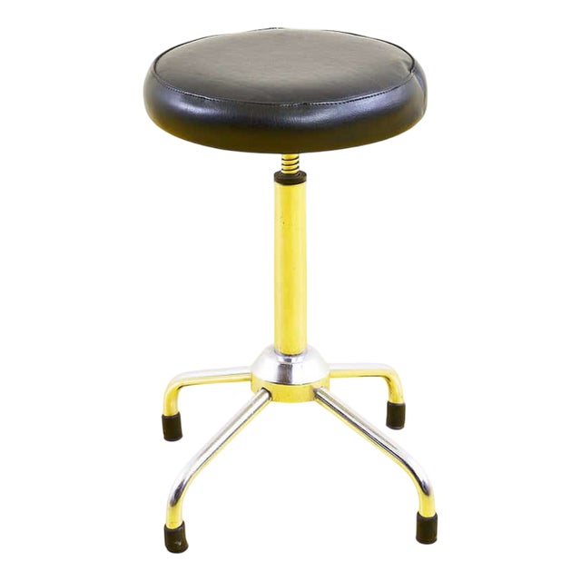Industrial Stool with Padded Seat, 1970s For Sale