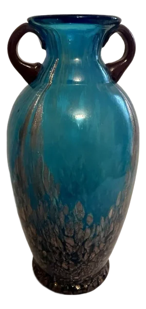 Late 20th Century Vase Blue Copper Aventurine Vintage Dale Tiffany Art Glass Milano Amphora